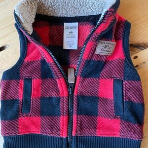Carter's Red and Black Checkered Fleece Vest